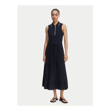 Rochie cu guler polo si detaliu plisat -