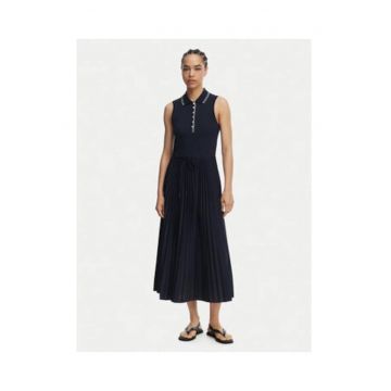 Rochie cu guler polo si detaliu plisat -