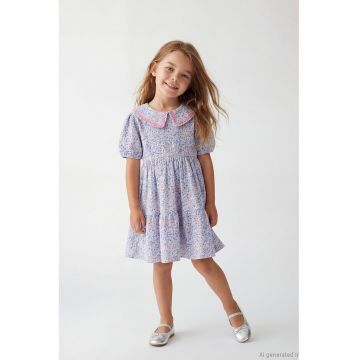 Rochie cu imprimeu floral - Alb/Roz/Albastru