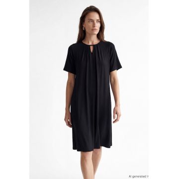Rochie cu maneci scurte si decupaj - Negru