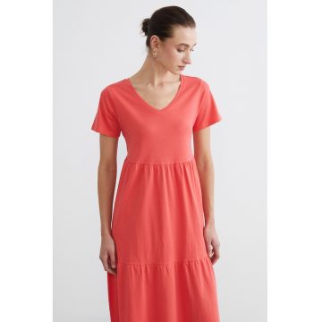 Rochie de bumbac cu aspect stratificat - Coral