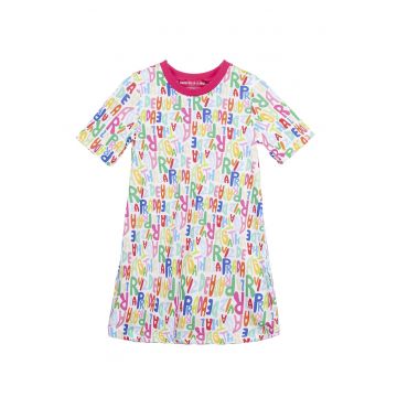 Rochie din bumbac cu model logo - Alb - Fucsia - Albastru -