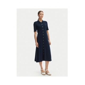 Rochie din bumbac cu model uni -