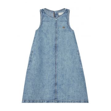 Rochie din bumbac organic fara maneci - Albastru