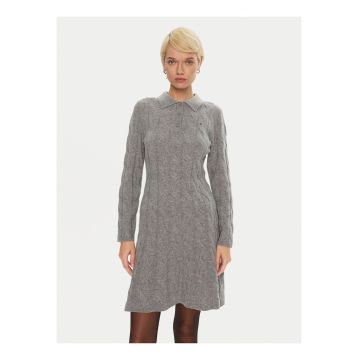 Rochie din lana cu guler polo -