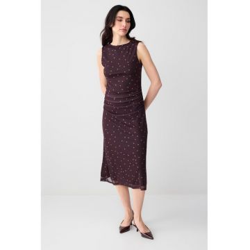 Rochie din tul cu buline - Maro inchis