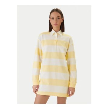 Rochie dreapta cu model in dungi si guler polo