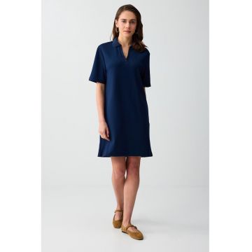 Rochie dreapta din amestec de modal - Bleumarin