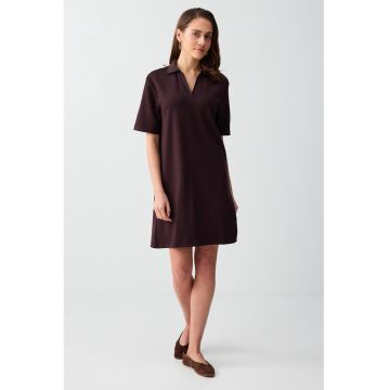 Rochie dreapta din amestec de modal - Maro pamantiu