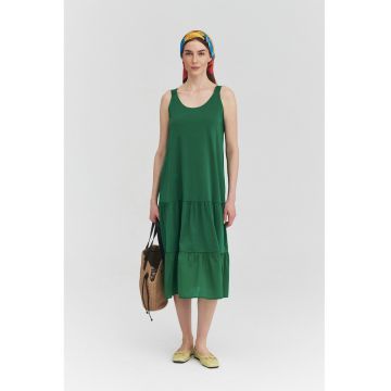 Rochie evazata cu barete lata - Verde