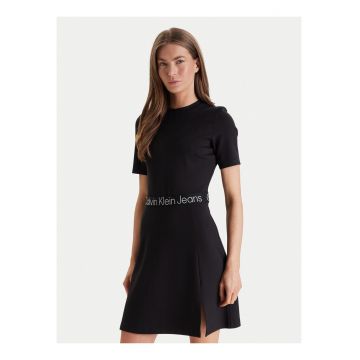 Rochie evazata cu garnitura logo in talie