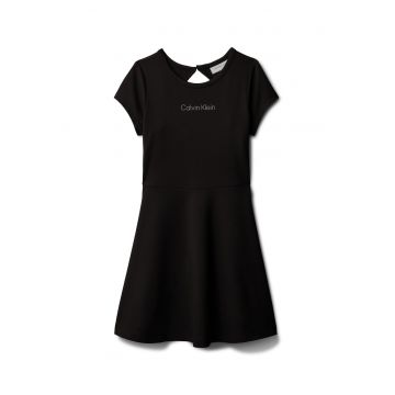 Rochie evazata cu logo - Negru