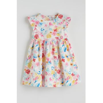 Rochie evazata cu maneci tip aripioara - Multicolor