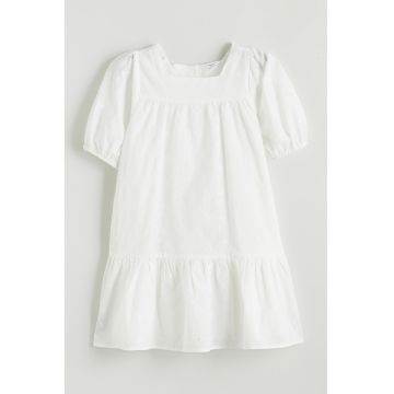 Rochie evazata cu model uni - Alb