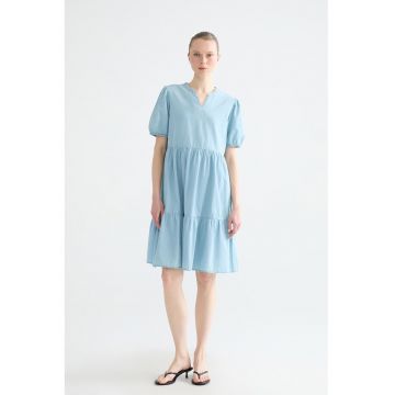 Rochie evazata din bumbac - Albastru deschis
