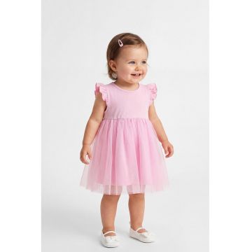 Rochie evazata din tul - Roz bombon