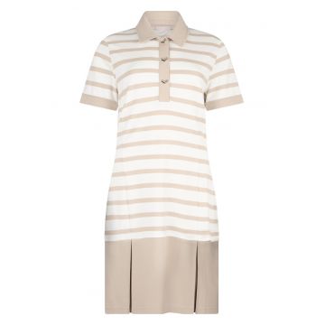 Rochie in dungi cu design 2in1 - Bej