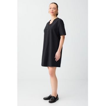 Rochie lejera cu decolteu in V - Negru stins