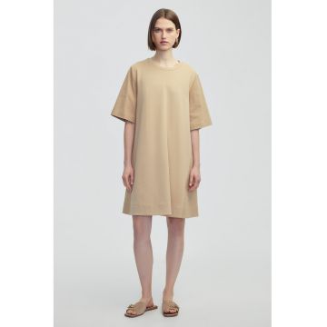 Rochie lejera cu maneci scurte - Maro camel