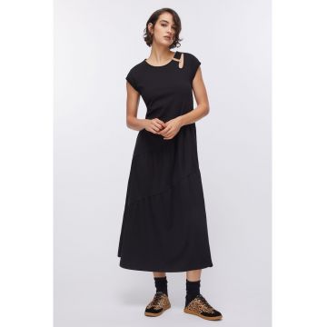 Rochie maxi cu maneci scurte - Negru