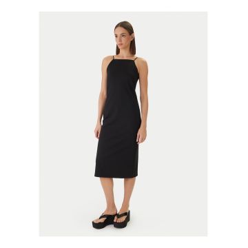 Rochie midi cambrata cu bretele subtiri