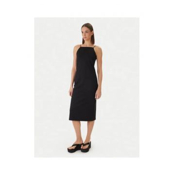 Rochie midi cambrata cu bretele subtiri
