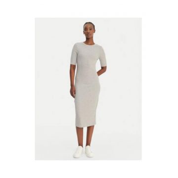Rochie midi cambrata cu maneca scurta