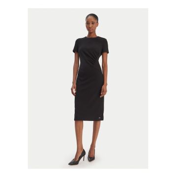 Rochie midi cambrata cu maneca scurta