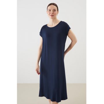 Rochie midi cu croiala in A - Albastru ultramarin