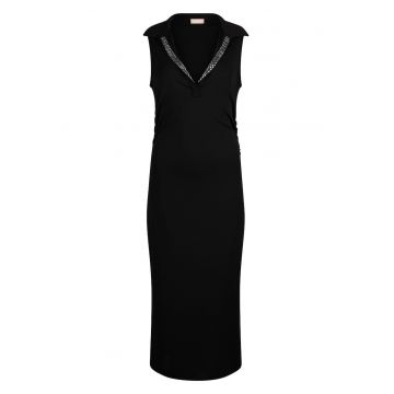 Rochie midi cu decolteu in V - Negru