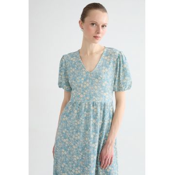 Rochie midi cu decolteu in V - Verde deschis