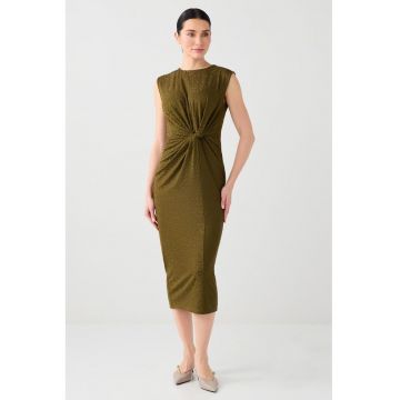 Rochie midi cu decolteu rotund - Verde masliniu