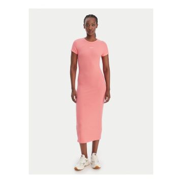 rochie midi cu decolteul rotund și mâneca scurtă