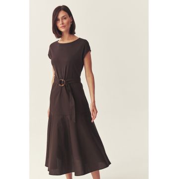 Rochie midi cu maneci scurte - Maro