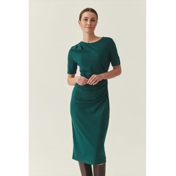 Rochie midi cu maneci scurte - Verde englez