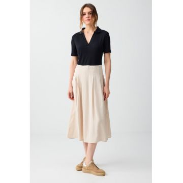 Rochie midi cu model 2 in 1 - Bej deschis