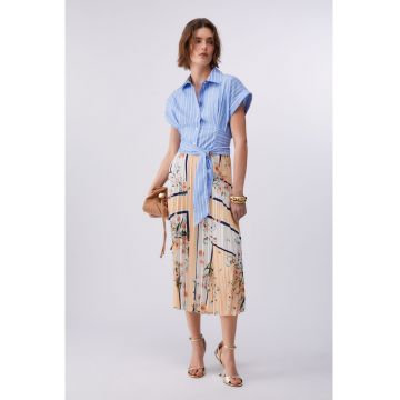Rochie midi cu pliuri - Multicolor