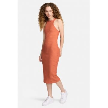 Rochie midi cu spate decupat - Portocaliu stins