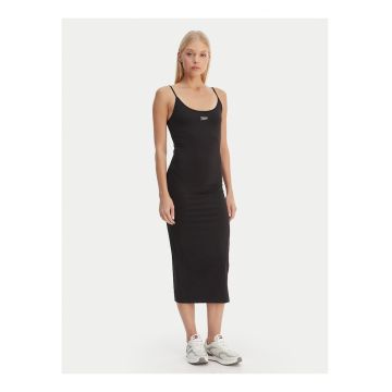 Rochie midi decolteul rotund și bretelele