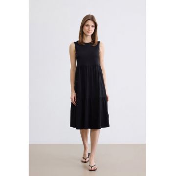Rochie midi dreapta - Negru