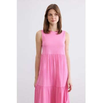 Rochie midi dreapta - Roz deschis