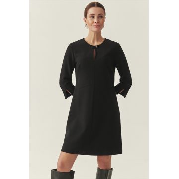 Rochie mini cu croiala dreapta si mansete - Negru