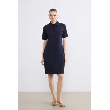 Rochie mini cu guler clasic - Bleumarin