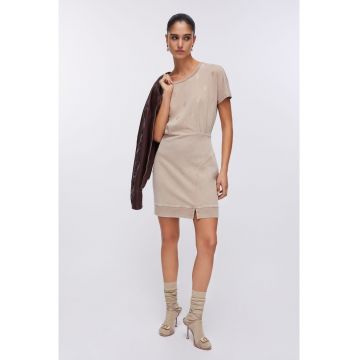 Rochie mini cu monograma - Bej