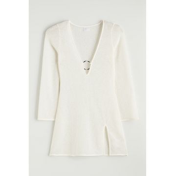 Rochie mini cu slit lateral - Alb murdar