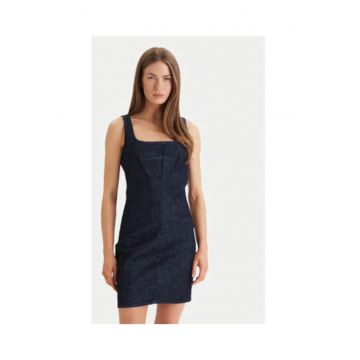 Rochie mini din amestec de lyocell cu decolteu patrat -