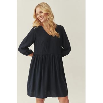 Rochie mini evazata cu buzunare laterale - Gri antracit