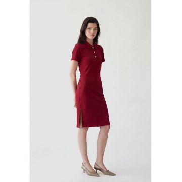 Rochie polo midi - Rosu inchis