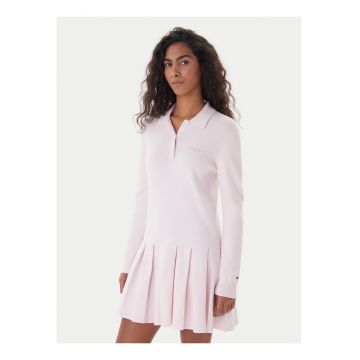 Rochie polo tricotata cu pliuri pe parte de jos