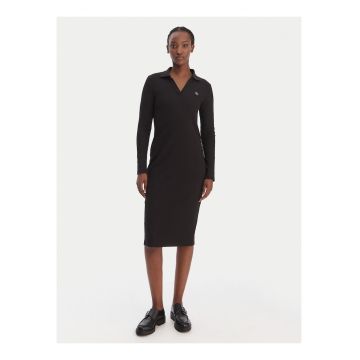 Rochie polo tricotata fin - cu maneca lunga